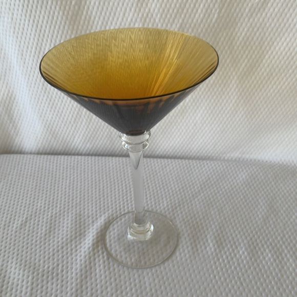 Vintage Tall  Smokey Brown Martini Glasses with clear stem.  5.75” x 8.75” - Picture 6 of 6